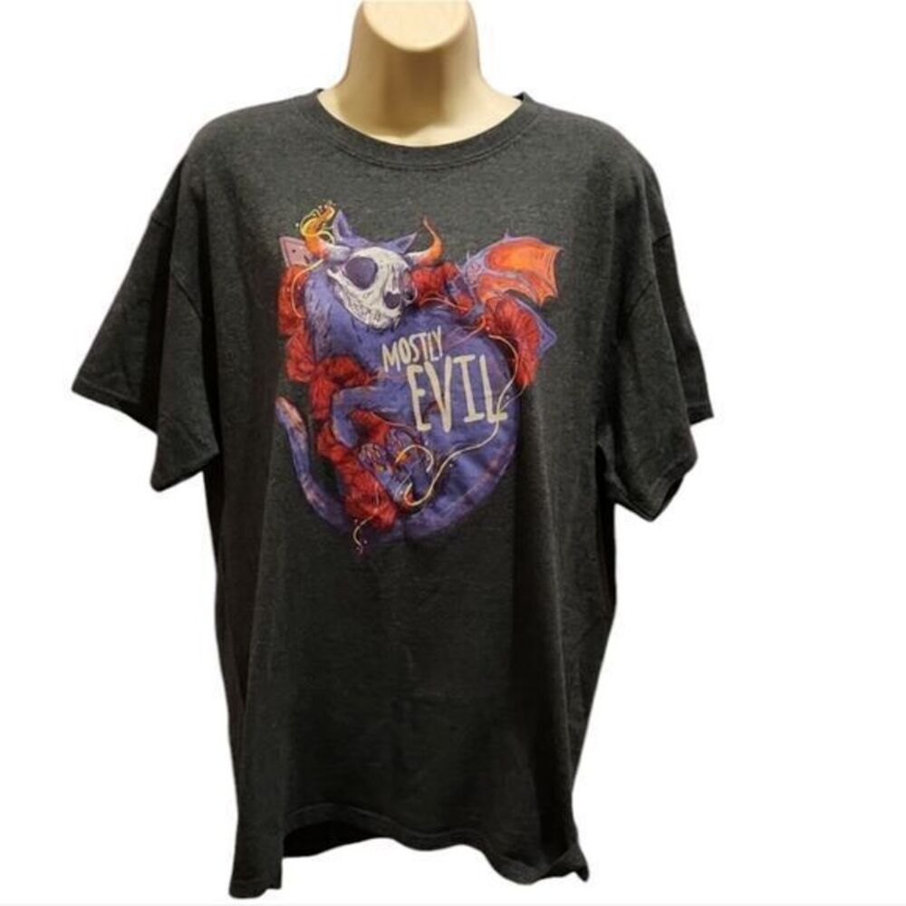 Hot Topic Womens Mostly Evil Demon Cat Short-Sleeve Gray T-shirt